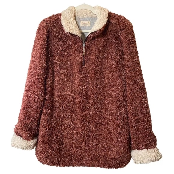 Weatherproof Vintage  Frosty Tipped Sherpa Pullover, Wine XL - Picture 3 of 10